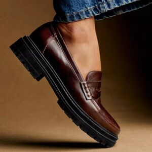 Sezane Brown Leather Loafers Slip-Ons